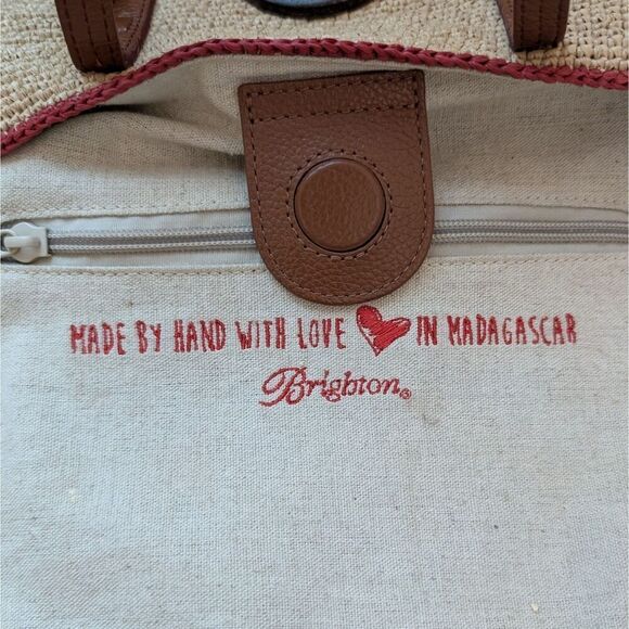 BRIGHTON FERRARA VOLTERA Red Raffia Straw Tote VERYCLEAN *missing shoulderstrap* - Picture 9 of 9